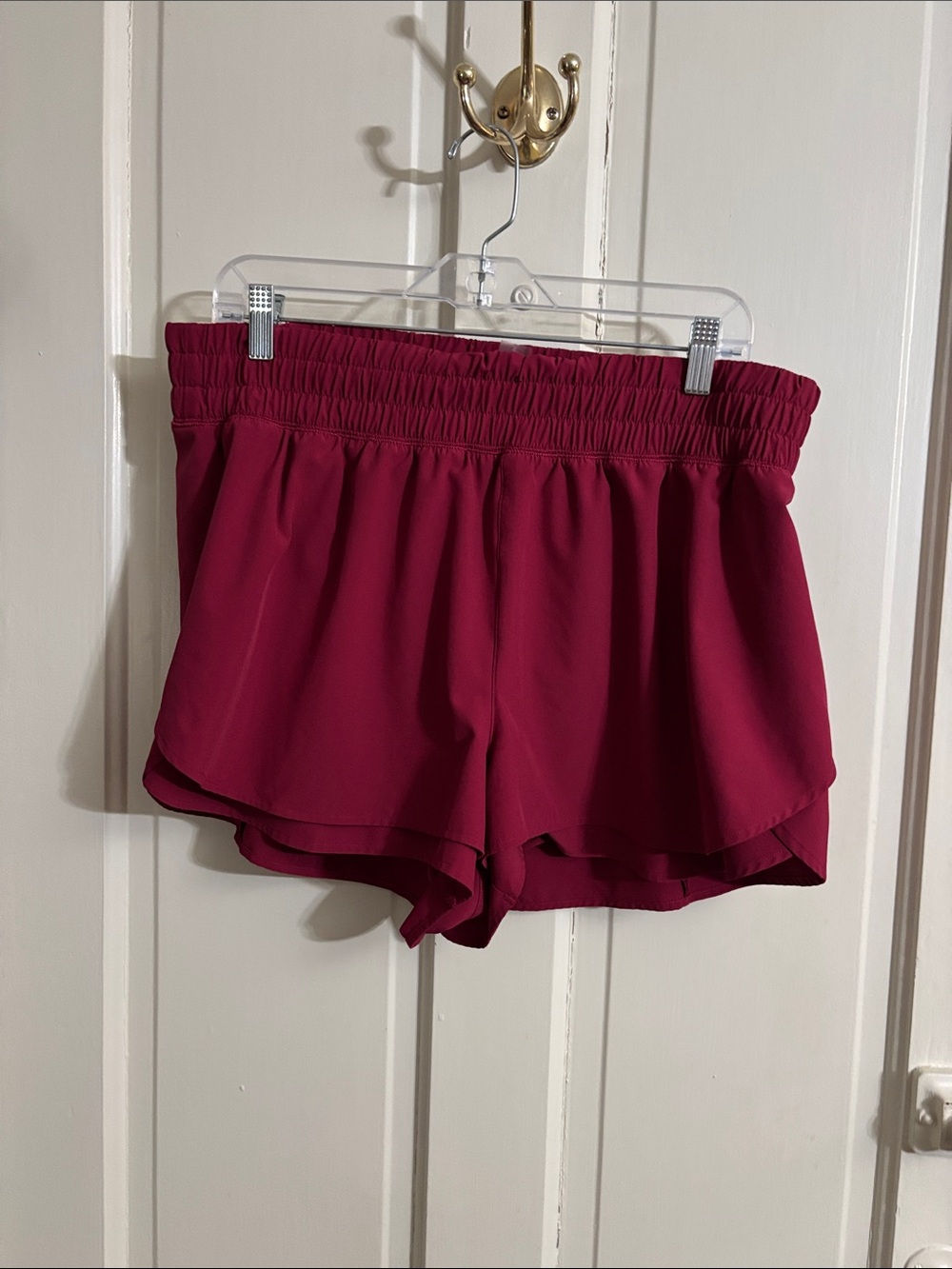 Calia Burgundy Smocked-Waist Athletic Shorts